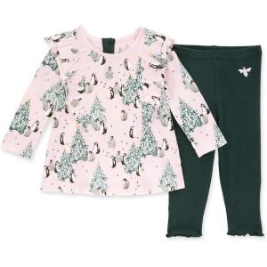 imageBurts Bees Baby Baby Girls Long Sleeve Top and Pant Set 100 Organic CottonEvergreen Penguins