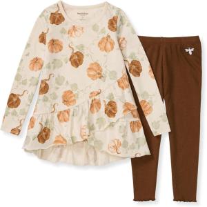 imageBurts Bees Baby Baby Girls Long Sleeve Top and Pant Set 100 Organic CottonLovey Pumpkins Set