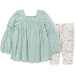 imageBurts Bees Baby Baby Girls Long Sleeve Top and Pant Set 100 Organic CottonSmocked Tunic  Capri