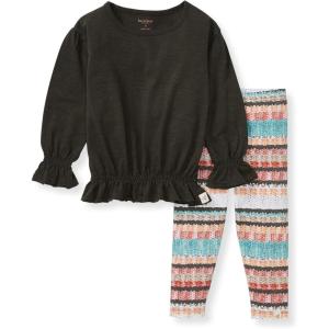 imageBurts Bees Baby Baby Girls Long Sleeve Top and Pant Set 100 Organic CottonWoven Stripe Set