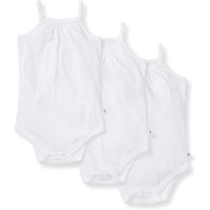 imageBurts Bees Baby Girls OnePiece Organic Cotton Camisole Bodysuits 3PackCloud White Camis