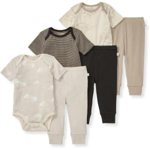 imageBurts Bees Baby Unisex Baby 6Piece Bodysuit and Pant Set 100 Organic Cotton Infant Outfit Baby EssentialsTan 6piece Set