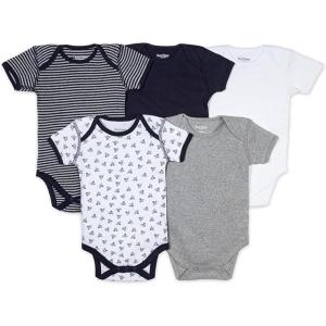 imageBurts Bees Baby Unisex Organic Cotton Short and Long Sleeve Bodysuits 5PackBlueberry Prints