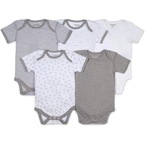 imageBurts Bees Baby Unisex Organic Cotton Short and Long Sleeve Bodysuits 5PackHeather Grey Prints
