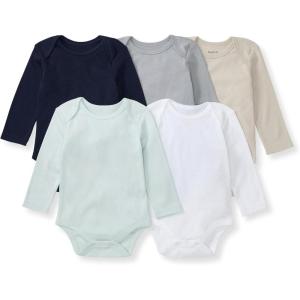 imageBurts Bees Baby Unisex Organic Cotton Short and Long Sleeve Bodysuits 5PackMidnight Long Sleeve