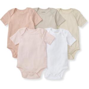 imageBurts Bees Baby Unisex Organic Cotton Short and Long Sleeve Bodysuits 5PackPink Sand