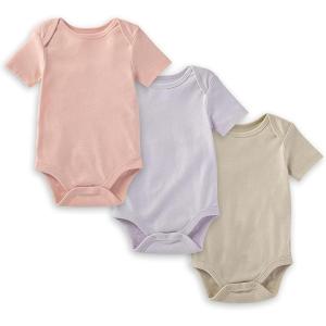 imageBurts Bees Baby Unisex Short Sleeve Organic Cotton Bodysuits 3PackPink Sand