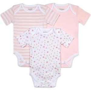 imageBurts Bees Baby Unisex Short Sleeve Organic Cotton Bodysuits 3PackTossed Tulips