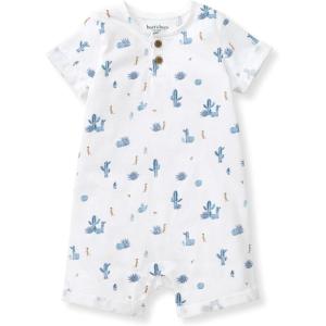 imageBurts Bees Baby babyboys Short Sleeve Rompers 100 Organic Cotton Onepiece Coverall and Layette SetBlue Desert Life