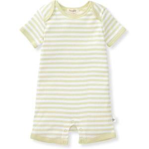 imageBurts Bees Baby babyboys Short Sleeve Rompers 100 Organic Cotton Onepiece Coverall and Layette SetMint Rib Stripe