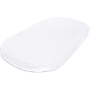 imageBassinet Sheet Infant Fitted BEESNUG Cover 100 Organic Cotton Soft Unisex Newborn Essentials for All Standard Oval or Rectangle Bassinet Bed Pads or Mattresses  15 x 33 InchesCloud White