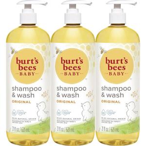 imageBurts Bees Baby Shampoo and Wash Set 2in1 Natural Origin Plant Based Formula for Sensitive Skin Original Fresh Scent TearFree Paraben Free Pediatrician Tested 3 Bottles 63 oz 21 oz 3Pack
