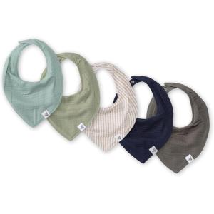 imageBurts Bees Baby 5Pack Bandana Bib Set with Snap ClosureSea Foam Blue