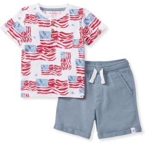 imageBurts Bees Baby babyboys Short Sleeve Shirt and Pant Set Top ampamp Bottom Outfit 100 Organic CottonMajestic Flags