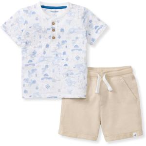 imageBurts Bees Baby babyboys Short Sleeve Shirt and Pant Set Top ampamp Bottom Outfit 100 Organic CottonSantorini