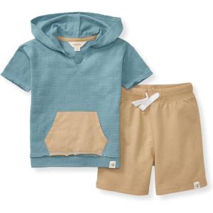 imageBurts Bees Baby babyboys Short Sleeve Shirt and Pant Set Top ampamp Bottom Outfit 100 Organic CottonSmoke Blue