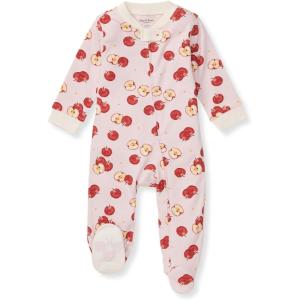 imageBurts Bees Baby Baby Girls Pajamas Sleep and Play Soft 100 Organic Cotton OnePiece PJ with NonSlip Bee Grip FootiesApple Orchard