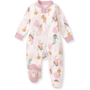 imageBurts Bees Baby Baby Girls Pajamas Sleep and Play Soft 100 Organic Cotton OnePiece PJ with NonSlip Bee Grip FootiesFairy Garden