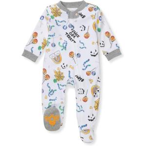 imageBurts Bees Baby Baby Girls Pajamas Sleep and Play Soft 100 Organic Cotton OnePiece PJ with NonSlip Bee Grip FootiesHalloween Treats