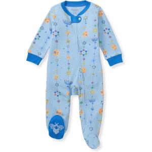 imageBurts Bees Baby Baby Girls Pajamas Sleep and Play Soft 100 Organic Cotton OnePiece PJ with NonSlip Bee Grip FootiesHanukkah Joy