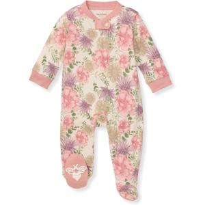 imageBurts Bees Baby Baby Girls Pajamas Sleep and Play Soft 100 Organic Cotton OnePiece PJ with NonSlip Bee Grip FootiesMountain Floral