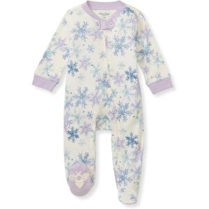 imageBurts Bees Baby Baby Girls Pajamas Sleep and Play Soft 100 Organic Cotton OnePiece PJ with NonSlip Bee Grip FootiesSnowflake Flurries