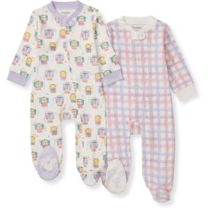 imageBurts Bees Baby Baby Girls Pajamas Sleep and Play Soft 100 Organic Cotton OnePiece PJ with NonSlip Bee Grip FootiesSwiss Chalet