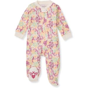 imageBurts Bees Baby Baby Girls Pajamas Sleep and Play Soft 100 Organic Cotton OnePiece PJ with NonSlip Bee Grip FootiesWild Floral