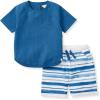 imageBurts Bees Baby babyboys Shirt and Shorts Set Top ampamp Bottom Outfit Bundle 100 Organic CottonWatercolor Stripes
