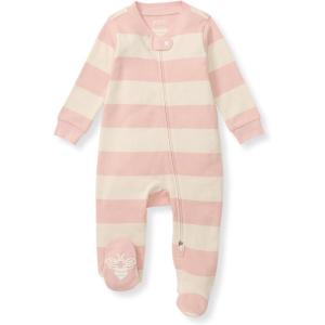 imageBurts Bees Baby Baby Girls Pajamas Sleep and PlayPink Sand Rugby Stripe