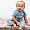 imageBurts Bees Baby Boys 100 Organic Cotton OnePiece Short Sleeve JumpsuitSmoke Blue