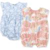 imageBurts Bees Baby Romper 100 Organic Cotton Onepiece Bubble Shortall and Layette Set Girl Outfit 2PackOcean Gems