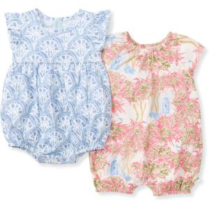 imageBurts Bees Baby Romper 100 Organic Cotton Onepiece Bubble Shortall and Layette Set Girl Outfit 2PackOcean Gems
