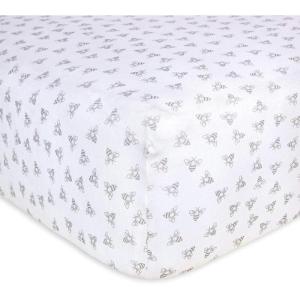imageBurts Bees Baby  Fitted Crib Sheet Girls Boys ampamp Unisex 100 Organic Cotton Crib Sheet for Standard Crib ampamp Toddler Mattresses Pack of 2Grey Bees