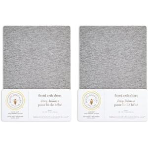imageBurts Bees Baby  Fitted Crib Sheet Girls Boys ampamp Unisex 100 Organic Cotton Crib Sheet for Standard Crib ampamp Toddler Mattresses Pack of 2Grey Solid