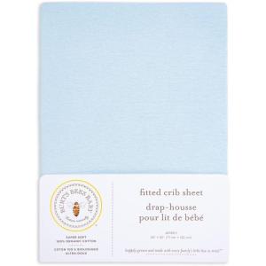 imageBurts Bees Baby  Fitted Crib Sheet Girls Boys ampamp Unisex 100 Organic Cotton Crib Sheet for Standard Crib ampamp Toddler Mattresses Pack of 2Light Blue Solid