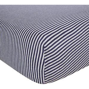 imageBurts Bees Baby  Fitted Crib Sheet Girls Boys ampamp Unisex 100 Organic Cotton Crib Sheet for Standard Crib ampamp Toddler Mattresses Pack of 2Navy Stripe