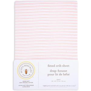 imageBurts Bees Baby  Fitted Crib Sheet Girls Boys ampamp Unisex 100 Organic Cotton Crib Sheet for Standard Crib ampamp Toddler Mattresses Pack of 2Pink Stripe