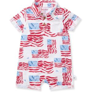 imageBurts Bees Baby Baby Boys Polo Rompers 100 Organic Cotton Onepiece Coverall and Layette SetMagestic Flags