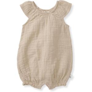 imageBurts Bees Baby Baby Girls Bubble Romper 100 Organic Cotton Onepiece Bubble Shortall and Layette Set Girl OutfitFossil Dotted Muslin