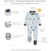 imageBurts Bees Baby Baby Boys Sleeper Pjs 100 Organic Cotton Onepiece Footie Zip Up Jumpsuit Snug Fit PajamasMr Moo Cow