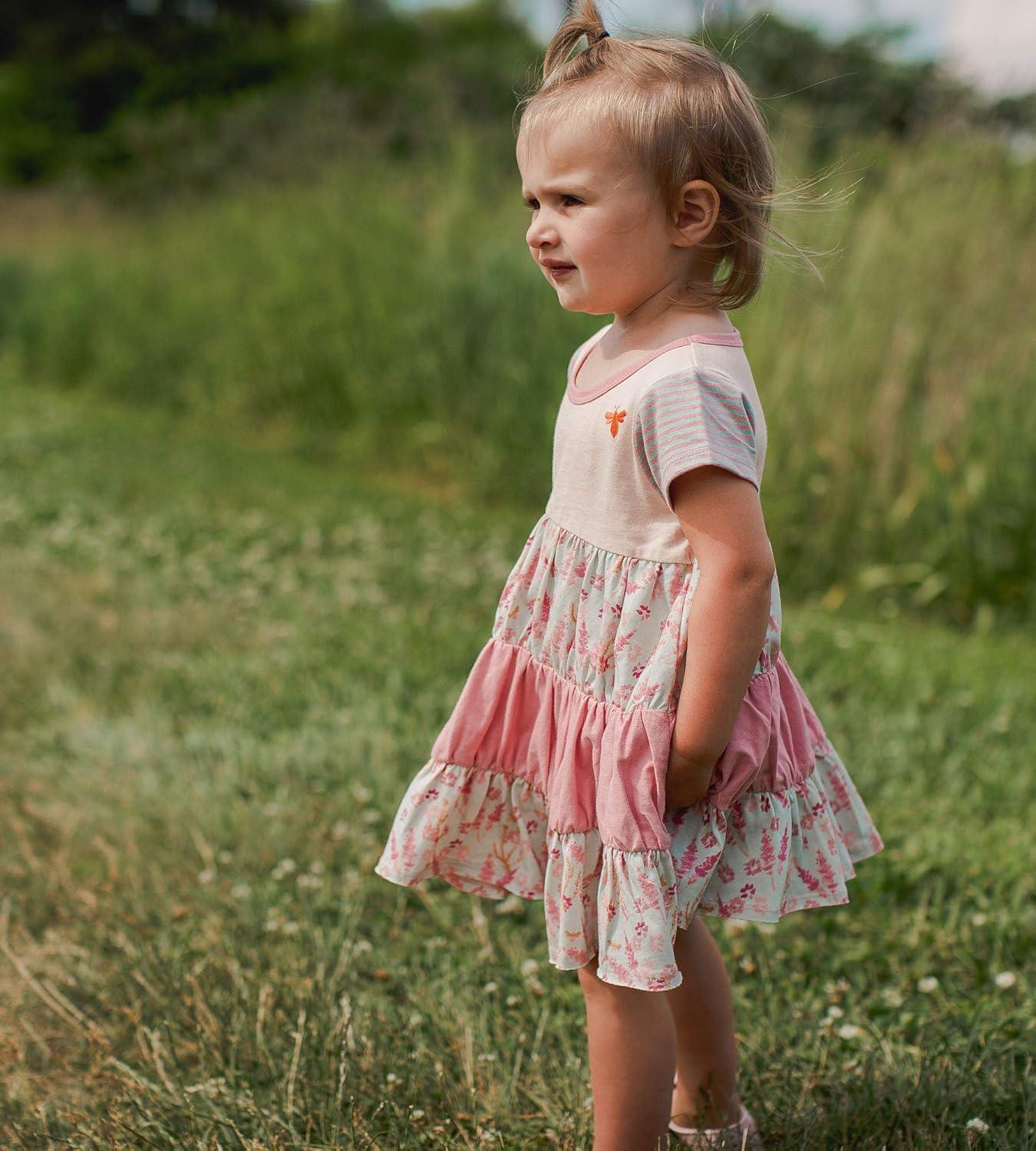 imageBurts Bees Baby BabyGirls Dress Infant ampamp Toddler Short ampamp LongSleeve 100 Organic CottonWyoming Wild Flowers