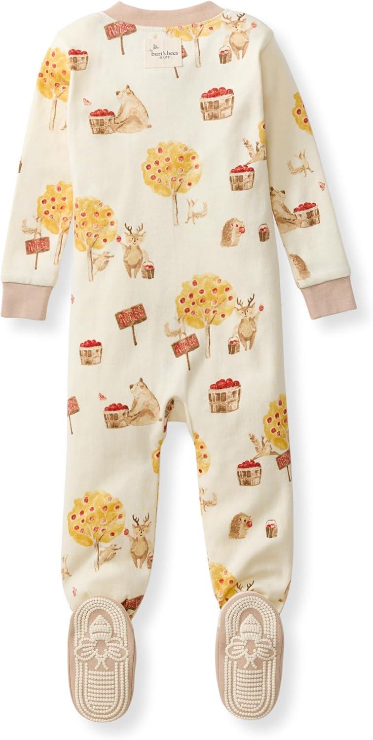 imageBurts Bees Baby babyboys Boys Sleeper Pjs 100 Organic Cotton Onepiece Footie Zip Up Jumpsuit Snug Fit PajamasApple Season