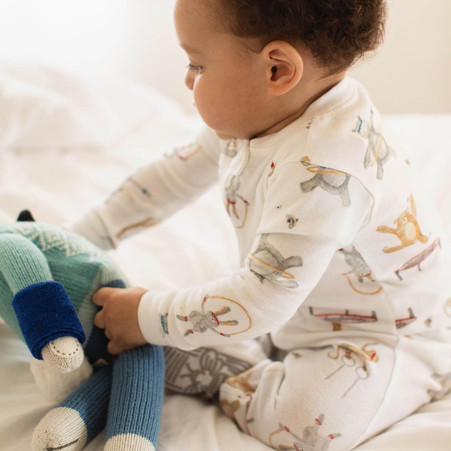 imageBurts Bees Baby babyboys Boys Sleeper Pjs 100 Organic Cotton Onepiece Footie Zip Up Jumpsuit Snug Fit PajamasJungle Gym