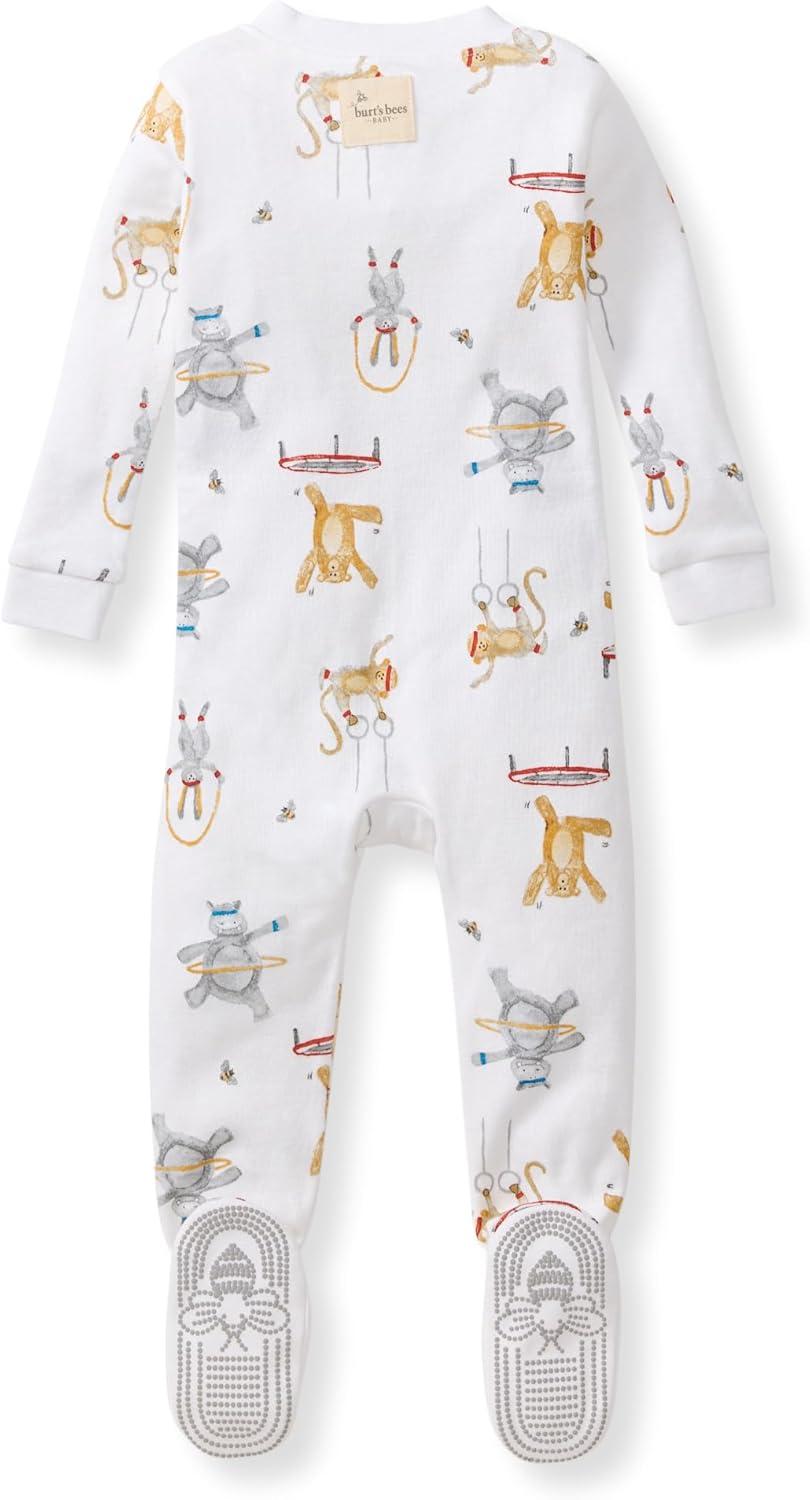 imageBurts Bees Baby babyboys Boys Sleeper Pjs 100 Organic Cotton Onepiece Footie Zip Up Jumpsuit Snug Fit PajamasJungle Gym