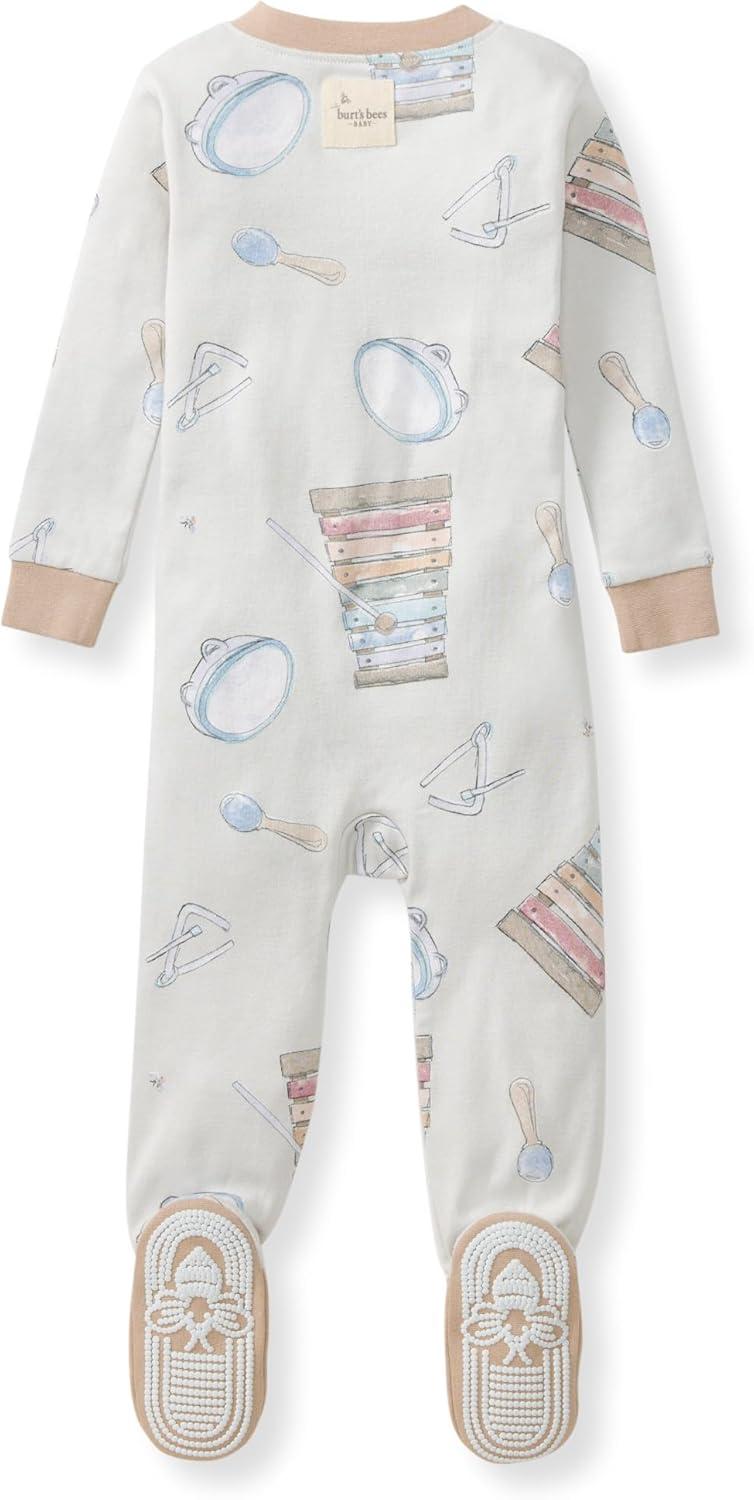 imageBurts Bees Baby babyboys Boys Sleeper Pjs 100 Organic Cotton Onepiece Footie Zip Up Jumpsuit Snug Fit PajamasMaking Music