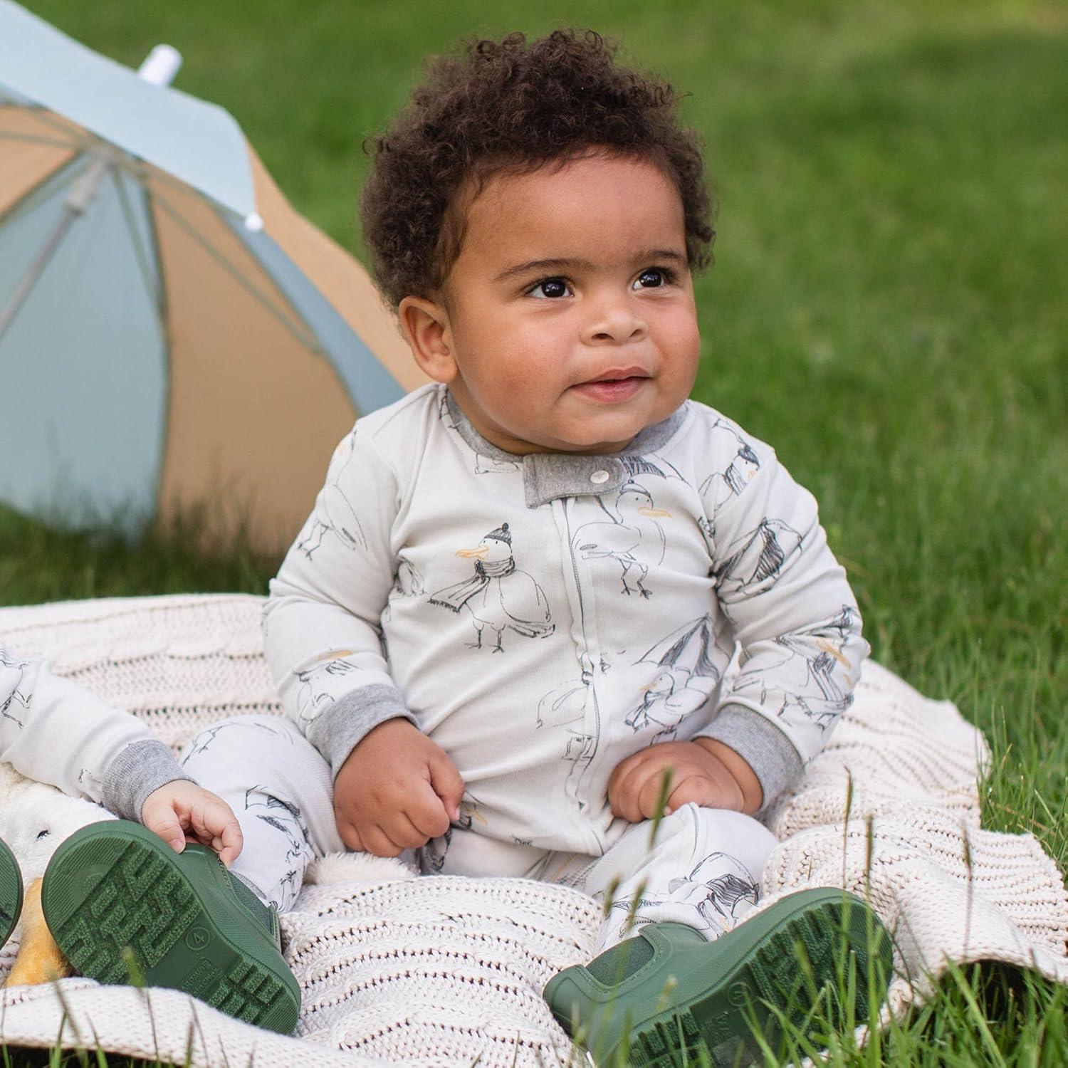imageBurts Bees Baby babyboys Boys Sleeper Pjs 100 Organic Cotton Onepiece Footie Zip Up Jumpsuit Snug Fit PajamasSilly Seagulls
