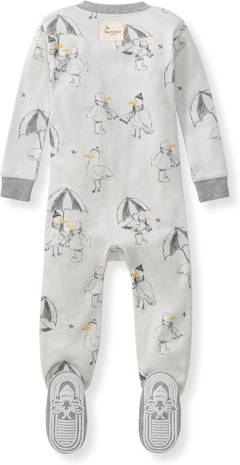 imageBurts Bees Baby babyboys Boys Sleeper Pjs 100 Organic Cotton Onepiece Footie Zip Up Jumpsuit Snug Fit PajamasSilly Seagulls