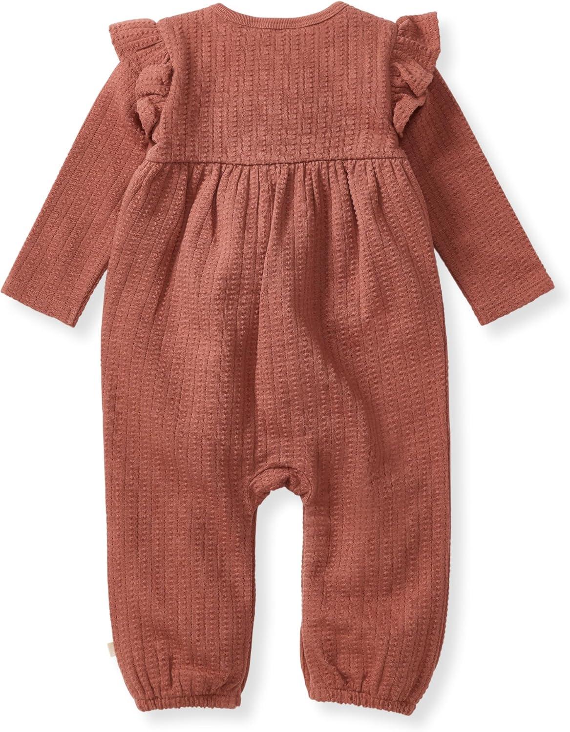 imageBurts Bees Baby babygirls Jumpsuit  100 Organic Cotton Onepiece Coverall Outfit for Sizes Newborn to 24 MonthsCedar Dotted Rib