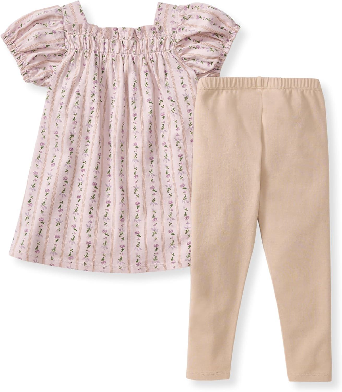 imageBurts Bees Baby babygirls Short Sleeve Top and Leggings Set Outfit Bundle 100 Organic CottonFarmhouse Floral